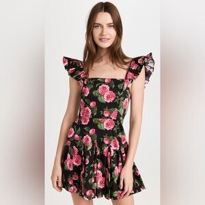 Alice + Olivia Ginny Ruffle Sleeve Godet Dress